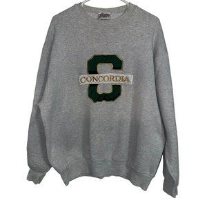 Vintage Sports Pages Adult Sweatshirt Sz XL Concordia Appliqué USA Made READ